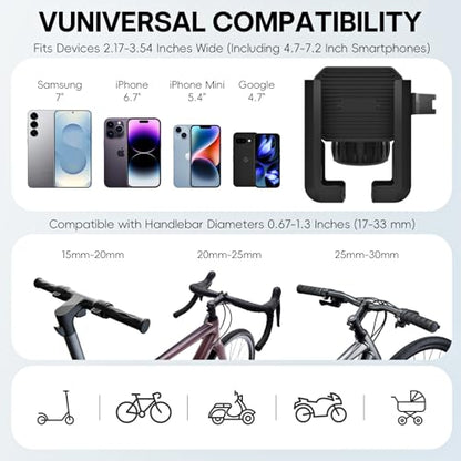 Motorcycle Phone Mount with Vibration Dampener - [No Block Camera] [1s Lock] Bike Phone Holder for 4.7"- 7" Cellphones - 2025 Powersports Electrical Device Mounts, Handlebar Holder for Scooter ATV