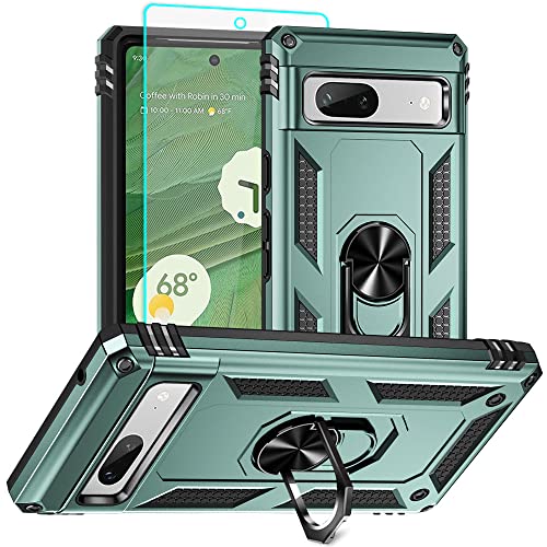 for Pixel 7a Case, Google Pixel 7A Phone Case with HD Screen Protector, [Military Grade 16ft. Drop Tested] Ring Shockproof Protective Phone Case for Google Pixel 7a,Dark Green - color: Dark Green, size: Google Pixel 7a Case