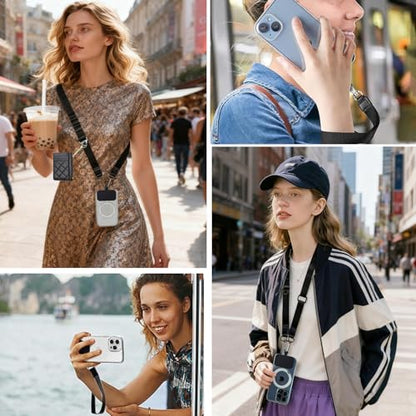 Crossbody Phone Strap with Wallet,Adjustable Crossbody Cell Phone Lanyard for iPhone with Phone Tethers & Retractable ID Badge Card Holder- Black - color: With Retractable Keychain-black