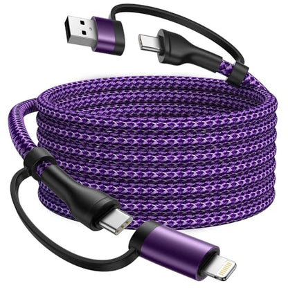 USB C to Lightning Cable, 60W 4 in 1 Fast Charging Cable Apple MFi Certified USB A to Lightning Cord Nylon 6ft USB C to USB C Charger Cord for iPhone 17 16 15 14 Pro/iPad/Samsung S25/MacBook/Switch 2