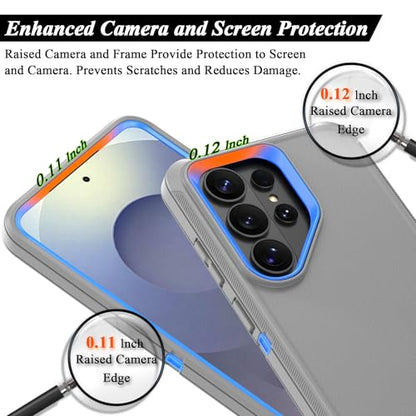 Compatible with Samsung Galaxy S26 Ultra Case, with Belt Clip Holster Heavy Duty Rugged Shockproof Full Body Protection Kickstand Cover for Samsung Galaxy S26 Ultra Phone (Grey+Blue) - color: Grey+Blue