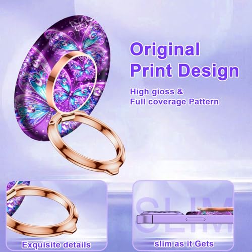 Magnetic Phone Ring Holder for MagSafe Grip,[Super Magnet],Stylish 360° Rotation Cell Phone Grip Stand Finger Ring Kickstand for iPhone 17 16 15 14 Pro Max,iPad and Smartphones,Purple - color: Purple