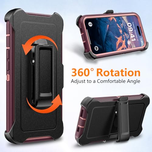 TUTUKII Magnetic for iPhone iPhone 15, 14 & 13 Case with Belt Clip Holster Dark Purple - color: Purple with Clip