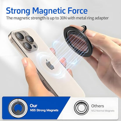 Magnetic Phone Ring For MagSafe Phone Grip, Magnetic Cell Phone Stand Holder Finger Ring,[Thin and light design]for iPhone Can Rotate 360 Degrees Compatible with iPhone 12/13/14/15/16/17 Series -Blue
