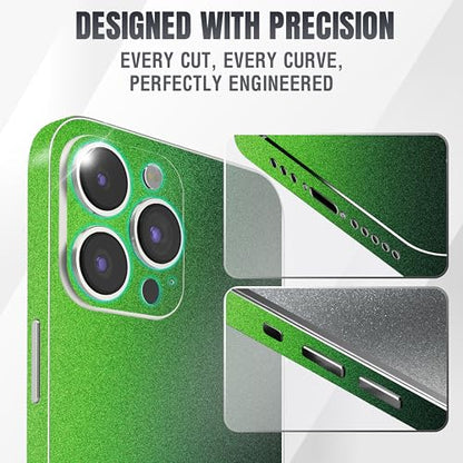 2Pcs Skin Wrap Compatible for iPhone 15 Pro – Slim Decal Vinyl Protective Film for Sides & Back – Sleek Fit, Premium Look – Compatible with All iPhone 15 Pro Cases - Glossy Olive Green - color: Glossy Olive green