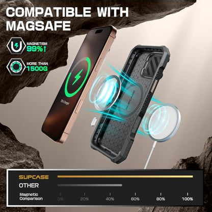 SUPCASE for iPhone 16 Pro Max Case (6.9 inch) with Camera Cover Stand,Venus | Compatible with MagSafe, Camera Control Button, Military-Grade Drop Protection, Heavy Duty Rugged Magnetic Case, UB Mag XT - color: RoseGold