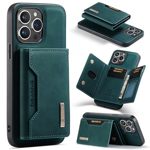 Leather Wallet Phone Cases Compatible with iPhone 15 Pro Case with Card Holder Men 6.1'' 2 in 1 Detachable Back Cover (Green, IP 15 Pro) - color: Green, size: IP 15 Pro