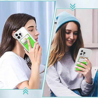 SHANSHUI Card Holder for Phone Case, Silicone Sticky Sleeve Pocket Stick on Business ID Credit Card Cell Phone Wallet Fitting for iPhone, Android & Most Smartphones, 5 PCS Grey White Yellow Green Pink - color: Yellow+Green+Black+White+Pink