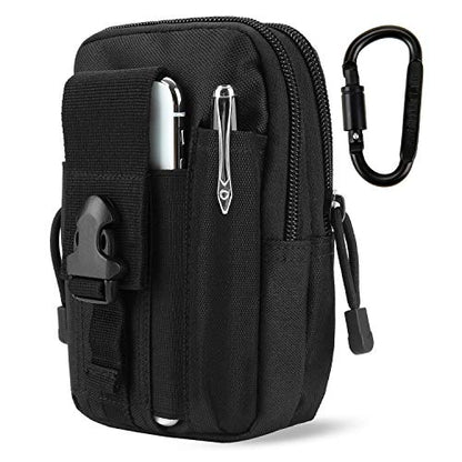 Tactical Waist Pouch EDC Molle Waist Bag Belt Phone Pouch Holster Purse Carrying Pouch for Smartphone, Tools - color: Black