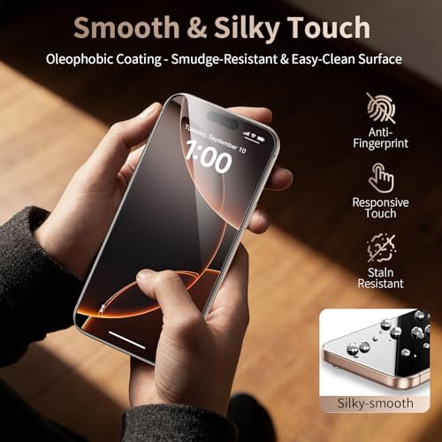 2 Pack 9H+ Tempered Glass Screen Protector for iPhone 16 Pro Max, Military-Grade Shatterproof with Full Edge Coverage & Easy Bubble-Free Installation - size: for iPhone 16 Pro Max