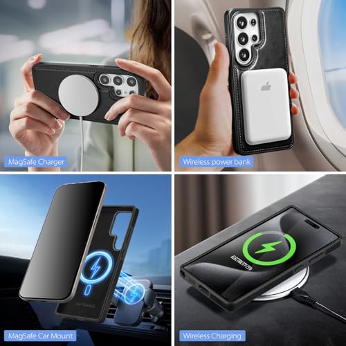 SkyEagle Compatible Magsafe 2 in 1 Detachable Samsung Galaxy S26 Ultra Wallet Case Card Holder Women Men,Magnetic Shockproof PU Leather Phone Case RFID Blocking Flip Kickstand Credit Slots,Black - color: Black, size: Samsung Galaxy S26 Ultra - 6.9"