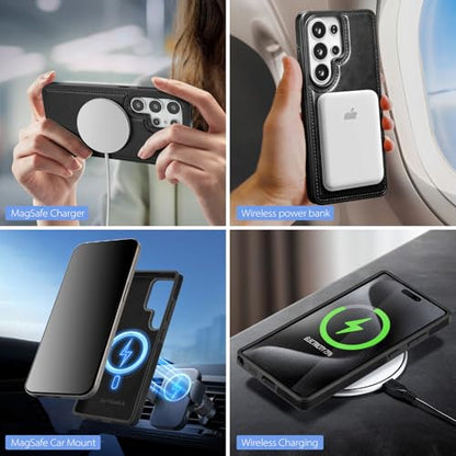 SkyEagle Compatible Magsafe 2 in 1 Detachable Samsung Galaxy S26 Ultra Wallet Case Card Holder Women Men,Magnetic Shockproof PU Leather Phone Case RFID Blocking Flip Kickstand Credit Slots,Black - color: Black, size: Samsung Galaxy S26 Ultra - 6.9"