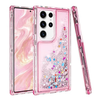 Designed for Samsung Galaxy S25 Ultra Case with Liquid Glitter, 3-in-1 Military-Grade Protection & Sparkling Quicksand, Clear Anti-Yellowing Bling Galaxy S25 Ultra Case for Women 6.9”