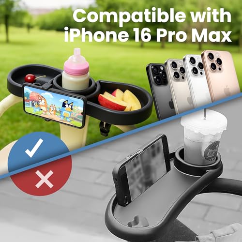 Stroller Tray with Cup Holder & Phone Mount, 360° Rotation