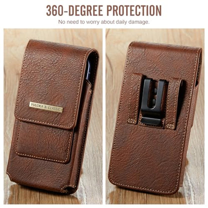 Holster for iPhone 17 Pro Max, Galaxy S26 Ultra S25 Ultra S24 Ultra S23 Ultra Note S22 Ultra, Premium Leather Pouch with Belt Clip Phone Holster Belt Case (Brown, X-Large) - color: Brown, size: X-Large