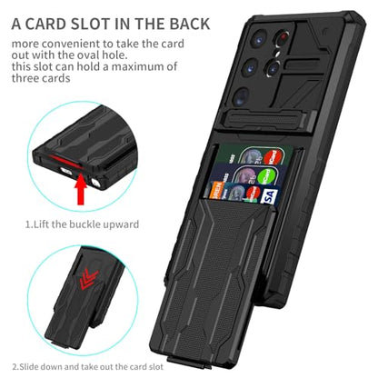 for Samsung Galaxy S24 Ultra Wallet Case with Card Holder, Black | Detachable Card Holder, Built-in Kickstand, with Screen Protectors - 2 Pack, Military Grade, Full Body Shockproof - size: for Galaxy S24 Ultra - 6.8''