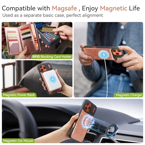 Varikke Wallet Case for iPhone 17 Pro Compatible with Magsafe, Rose Gold - color: (Compatible with MagSafe) Rose Gold, size: iPhone 17 Pro 6.3"