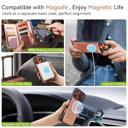 Varikke Wallet Case for iPhone 17 Pro Compatible with Magsafe, Rose Gold - color: (Compatible with MagSafe) Rose Gold, size: iPhone 17 Pro 6.3"