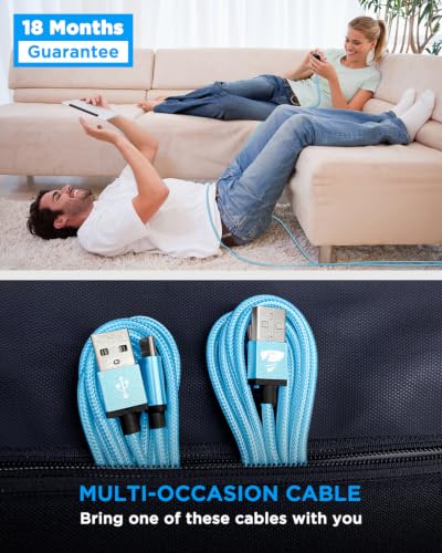 Aioneus USB A to USB C Cable 10 FT 2Pack 3A Fast Charging USBC Cord Braided - color: Blue