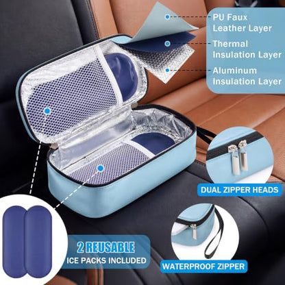 Phone Cooler Bag for Beach, Portable Phone Cooling Pouch with 2 Reusable Ice Packs, Keeps Cool in Extreme Heat for Car Pool Hiking, Extends Battery Life, Fits All Smartphones(Blue,PU) - color: Blue