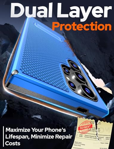Designed for Samsung Galaxy S24 Ultra Case with Belt Clip Holster | Rugged Cover with Strong Magnet & Kickstand Heavy Duty Combo - Navy Blue - color: Navy Blue, style: Galaxy S24 Ultra