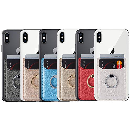 Card Holder for Phone Case 2Pc, RFID Leather Phone Wallet with Ring | Phone Wallet Stick On Back Of Phone Case.Credit Card/ID/Pocket Phone Card Holder for iPhone Andriod. Viewing Freely - color: Black