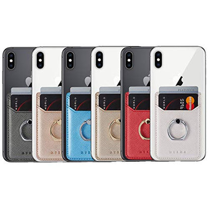 Card Holder for Phone Case 2Pc, RFID Leather Phone Wallet with Ring | Phone Wallet Stick On Back Of Phone Case.Credit Card/ID/Pocket Phone Card Holder for iPhone Andriod. Viewing Freely - color: Black