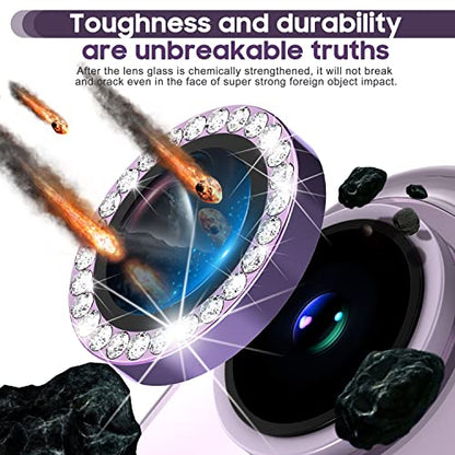 Suoman for iPhone 14 6.1 inch / 14 Plus 6.7 inch Camera Lens Protector, 9H Tempered Glass Film, [Does not Affect Night Shots] Metal Frosted Diamonds Independent Protective Cover- Diamond Purple - color: Diamond Purple