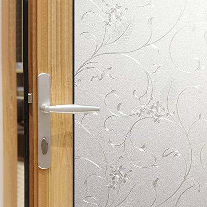 Frosted Window Privacy Film, Glass Door Privacy Film Non-Adhesive Window Clings for Home Office Space Decoration, Anti-UV, Heat Control and Prevent Bird Strikes (Wheat, 17.7x78.7 Inch) - size: 17.7x78.7 Inches