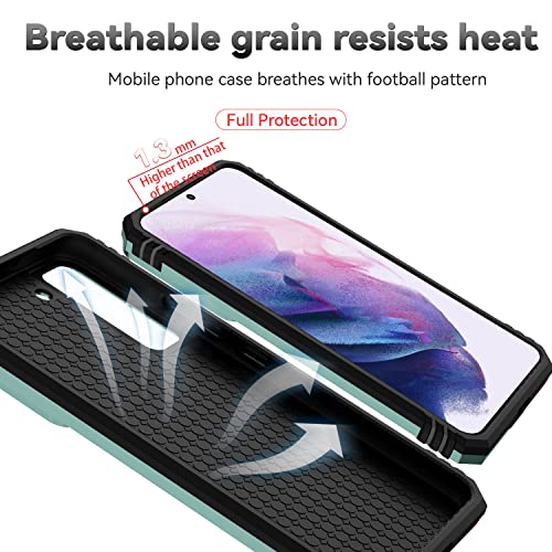 for Samsung Galaxy S22 Case with Camera Lens Cover Screen Protector, Dual Layer Military-Grade Drop Tested Magnetic Ring Holder Kickstand Protective Phone Case for Samsung Galaxy S22 5G (Dark Green) - color: Dark Green with camera cover Military-Grade