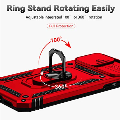 for iPhone 11 Case,with Screen Protectors and Camera Cover,[Military Grade] 16ft.Drop Tested Cover with Magnetic Kickstand Protective Case for iPhone 11 6.1 inch, Red - color: Red