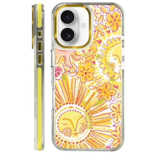 Clear Magnetic Case for iPhone 16, Slim Anti-Yellow Transparent Cover, Military Grade Protection, Phone Cases for iPhone 16, Retro Sun - color: A-Retro Sun, size: Iphone 16