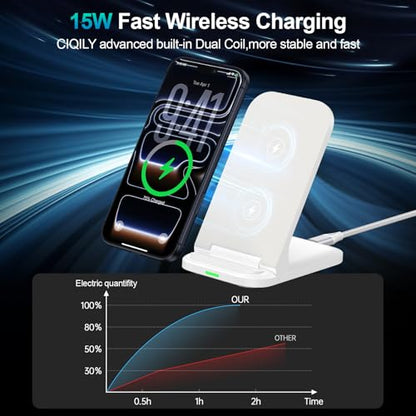 Pixel 10 Foldable Wireless Charger Fast Charging Station 15W Wireless Phone - color: White