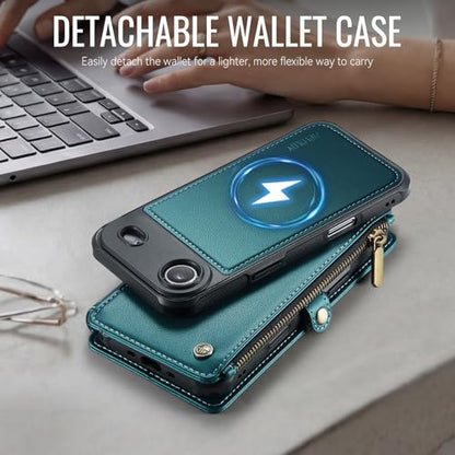 for iPhone 17 Air Phone Case Wallet Magnetic Detachable, Turquoise - color: Turquoise, size: iPhone Air
