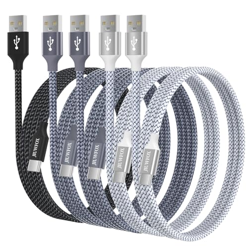 JIUWFOX USB to USB C Cable (6ft, 5Pack) for iPhone 17/17 Pro/17 Pro Max/16 Pro/16 Pro Max Fast Charging, USB C Charger Cord for Galaxy S25 S24, Pixel 10 9 and More - size: 6+6+6+6+6 ft