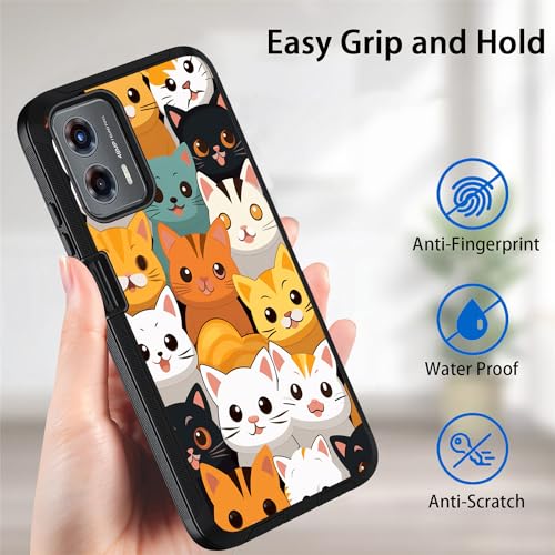 for Moto G 5G 2024/Moto G Play 5G 2024 Case, Military Grade Heavy Duty [3-Layer] Dustproof Shockproof Full-Body Protective Case for Motorola Moto G 5G 2024, Cute Cartoon Cats - color: Cute Cartoon Cats