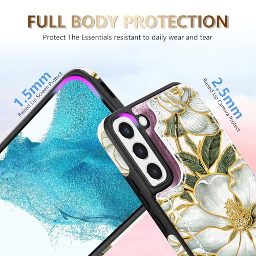 NNH Compatible with Samsung Galaxy S22 Plus Wallet Case with RFID Blocking Card Slots Folio Flip PU Leather Kickstand Double Magnetic Clasp Design Cover for Galaxy S22+(6.6 inch-Magnolia Flowers) - color: Magnolia Flowers, size: Galaxy S22 Plus 6.6 inch