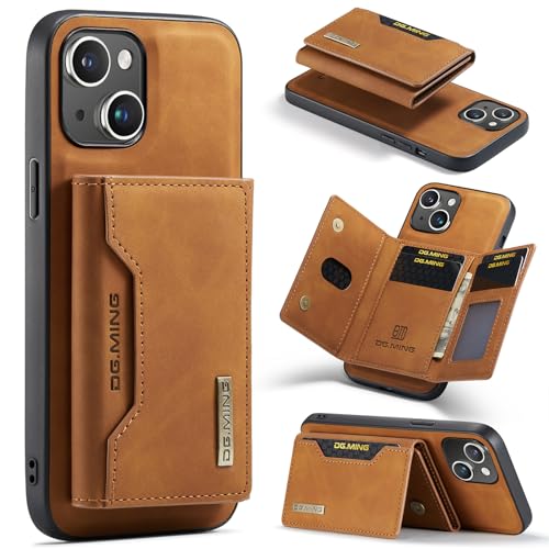Leather Wallet Phone Cases Compatible with iPhone 15 Plus Case with Card Holder Men 6.7'' 2 in 1 Detachable Back Cover (Brown, IP 15 Plus) - color: Brown, size: IP 15 Plus