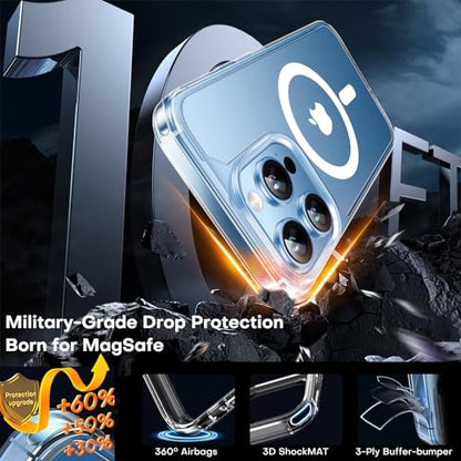 TAURI for iPhone 13 Pro Case, Compatible with MagSafe, Clear | with Screen Protector, Not-Yellowing Military-Grade Protection, Shockproof Slim Magnetic Case for iPhone 13 Pro - color: A-Magnetic Clear
