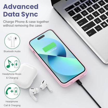 Battery Charging Case for iPhone 12Pro Max/13Pro Max/14Pro Max/14Plus (6.7 Inch), Powerful 8600mAh Portable Rechargeable Charger Case for iPhone 14ProMax/14Plus/13Promax/12Promax Battery Case-Pink - color: Pink