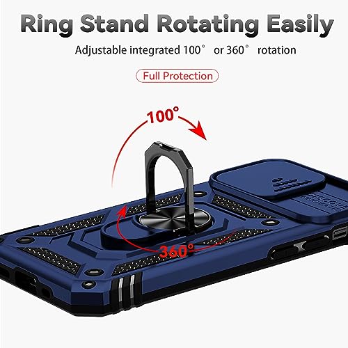 for iPhone 12/ iPhone 12 Pro Case with Camera Lens Cover, Blue | HD Screen Protector, 16 FT Military Grade Drop Protection, Magnetic Kickstand Rugged Shockproof Protective Cove - color: Blue
