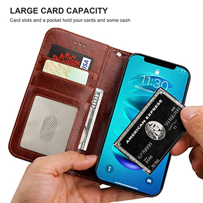 Bocasal Detachable Wallet Case Card Holder for iPhone 14 Pro Max Brown | RFID Blocking Kickstand Card Slots Holder PU Leather Magnetic Shockproof Wrist Strap Removable Flip Protective Cover 6.7 inch - color: Brown