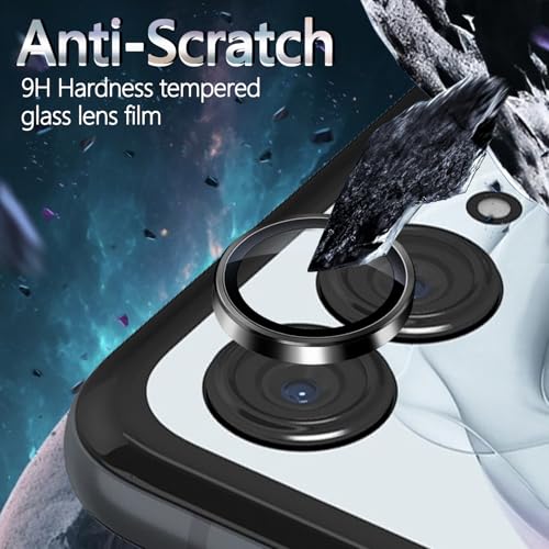 1 Pack Camera Lens Frame for Motorola Razr 2024, 9H Glass Screen Protector Anti-Scratch, Tempered Glass Metal Individual Camera Cover Accessories,Black - size: for Moto Razr 2024
