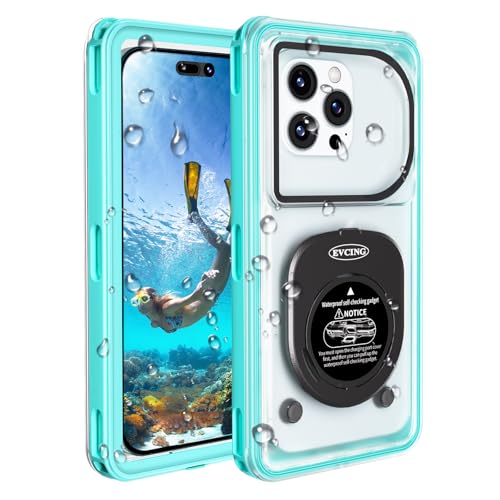 Waterproof Phone Case Up to 6.9 inch | IPX8 Underwater Phone Cases for Snorkeling | Universal Diving Case with Lanyard for iPhone 16 Pro Max/15/14/Galaxy S24 | Beach Cruise Essentials (Cyan) - color: Cyan
