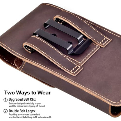 ykooe Leather Phone Holster for iPhone 17 Pro Max Galaxy S20-S26 Ultra A17 - color: Dark Brown, size: XXL