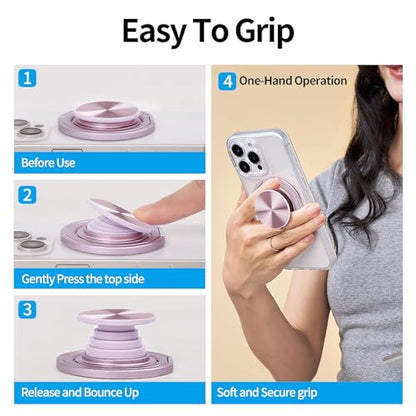 Cell Phone Grip for with Kickstand, Secure Hold for iPhone Cases, Adjustable Foldable Desktop Phone Holder Cradle Dock Compatible (Purple Stainless Steel) - color: Purple Stainless Steel