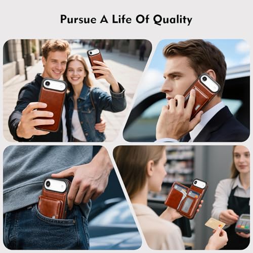 Antsturdy Compatible with MagSafe iPhone 17 Air Wallet Case,Brown | 2 in 1 Detachable Magnetic,Credit Card Holder Slots,RFID Blocking,PU Leather,Kickstand,Flip Folio Phone Cover for Men & Women - color: Brown, size: iPhone 17 Air - 6.5"
