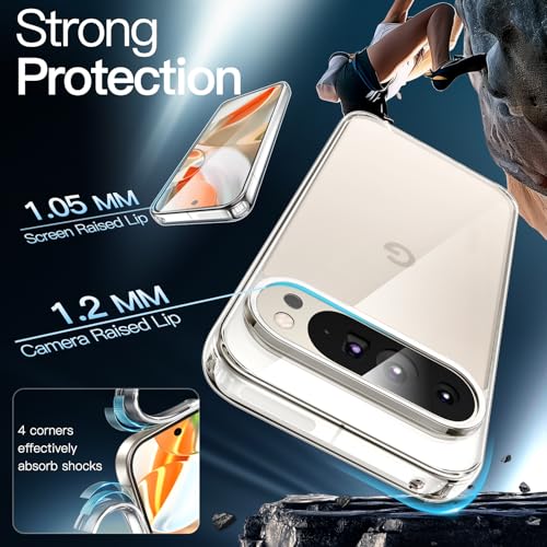 JETech Case for Google Pixel 9 Pro XL, Anti-Yellowing, Clear | Shockproof Protection, Scratch Resistant Hard PC Back, Durable Transparent TPU Bumper - color: Clear, size: Pixel 9 Pro XL