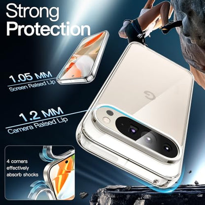 JETech Case for Google Pixel 9 Pro XL, Anti-Yellowing, Clear | Shockproof Protection, Scratch Resistant Hard PC Back, Durable Transparent TPU Bumper - color: Clear, size: Pixel 9 Pro XL