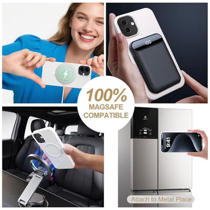 Harryshell Compatible with iPhone 17 Case Wallet Multi Zipper Detachable Removable Cover Purse with RFID Blocking Card Slots Holder Mirror Crossbody Strap (Compatible with Magsafe - White) - color: Compatible with Magsafe - White, size: iPhone 17